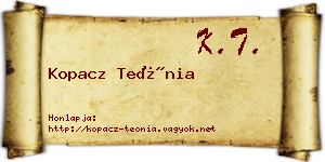 Kopacz Teónia névjegykártya